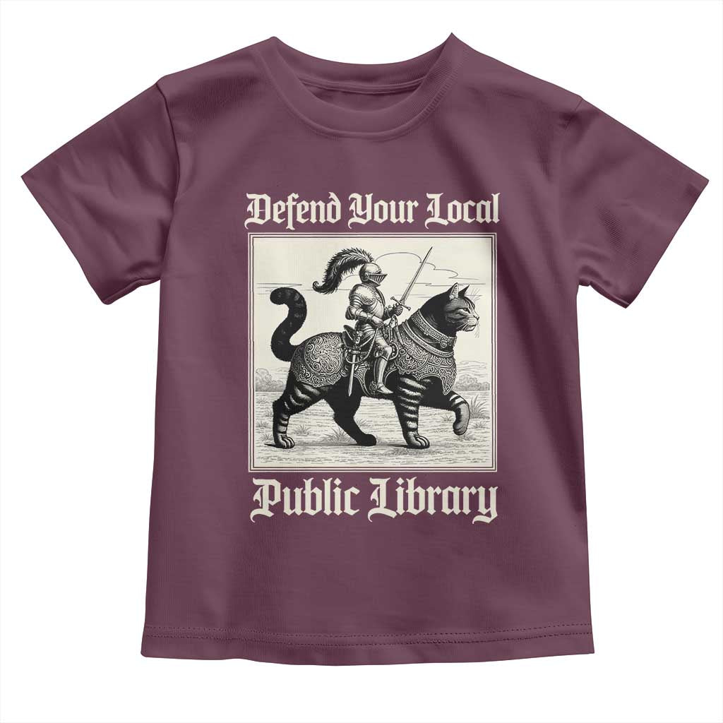 Defend Your Local Public Library Toddler T Shirt Knight Cat for Fantasy Book Lovers
