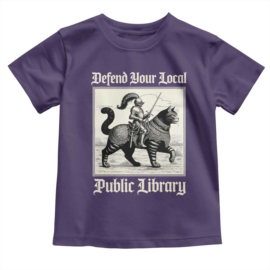 Defend Your Local Public Library Toddler T Shirt Knight Cat for Fantasy Book Lovers