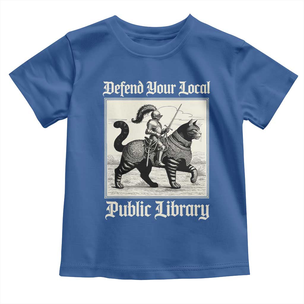 Defend Your Local Public Library Toddler T Shirt Knight Cat for Fantasy Book Lovers