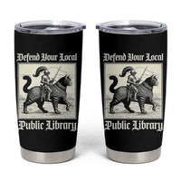 Defend Your Local Public Library Tumbler Cup Knight Cat for Fantasy Book Lovers