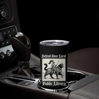Defend Your Local Public Library Tumbler Cup Knight Cat for Fantasy Book Lovers