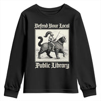 Defend Your Local Public Library Youth Sweatshirt Knight Cat for Fantasy Book Lovers