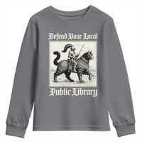 Defend Your Local Public Library Youth Sweatshirt Knight Cat for Fantasy Book Lovers