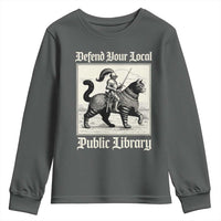 Defend Your Local Public Library Youth Sweatshirt Knight Cat for Fantasy Book Lovers