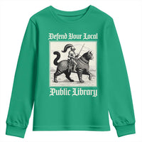 Defend Your Local Public Library Youth Sweatshirt Knight Cat for Fantasy Book Lovers