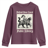 Defend Your Local Public Library Youth Sweatshirt Knight Cat for Fantasy Book Lovers