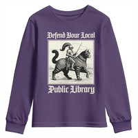 Defend Your Local Public Library Youth Sweatshirt Knight Cat for Fantasy Book Lovers