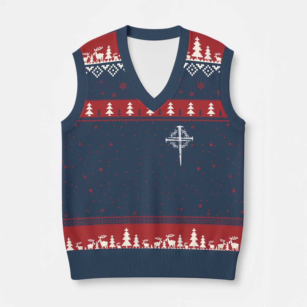 Christian Religious Jesus Shirt with Cross Logo Graphic V-Neck Knit Sweater Vest