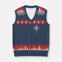 Christian Religious Jesus Shirt with Cross Logo Graphic V-Neck Knit Sweater Vest