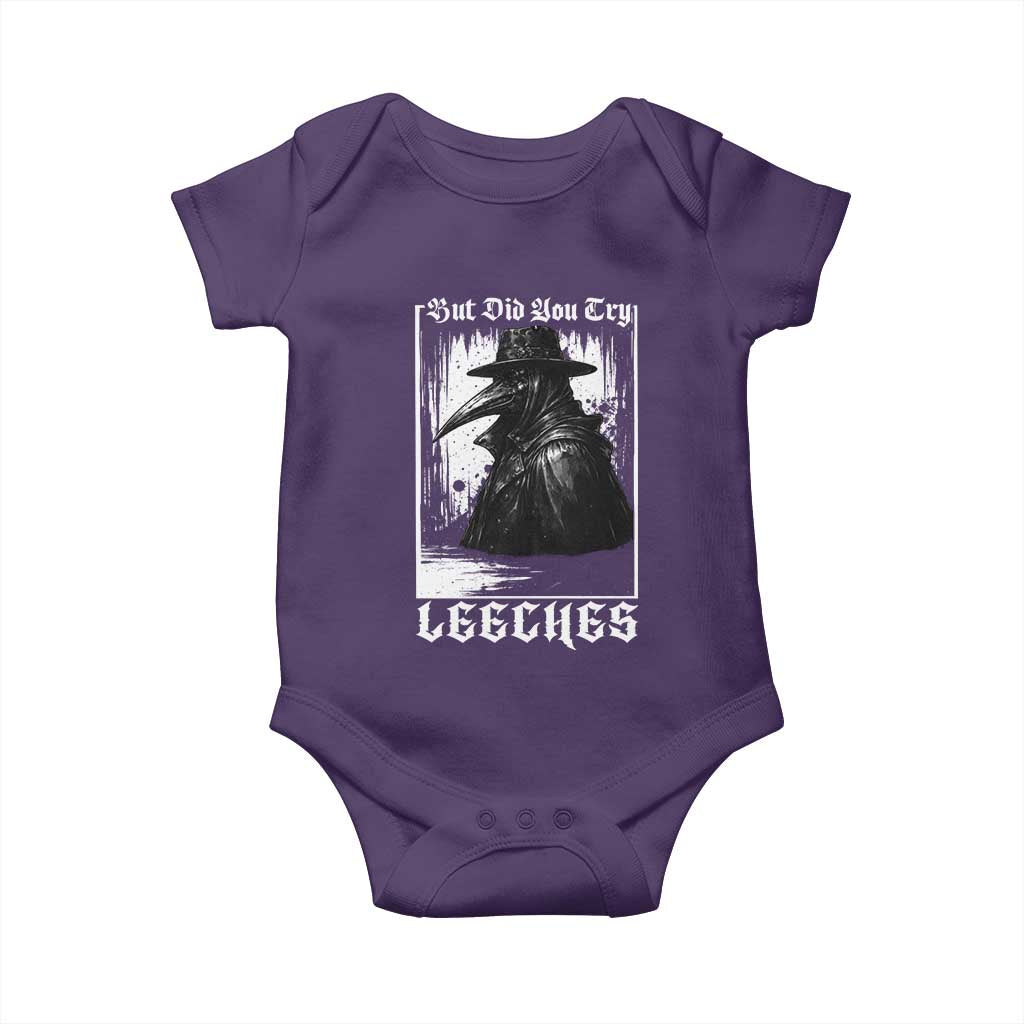 But Did You Try Leeches Plague Doctor Baby Onesie Funny Middle Age Medicines Gothic
