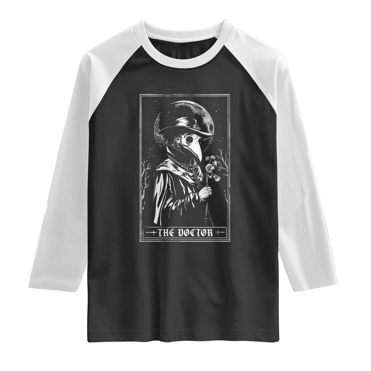 Plague Doctor Tarot Card Raglan Shirt Horror Death Occult Satanic