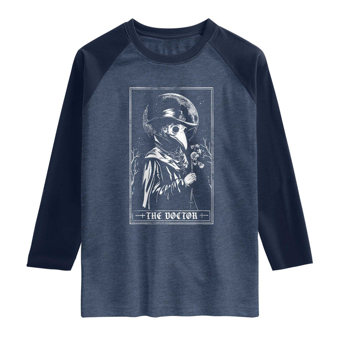 Plague Doctor Tarot Card Raglan Shirt Horror Death Occult Satanic
