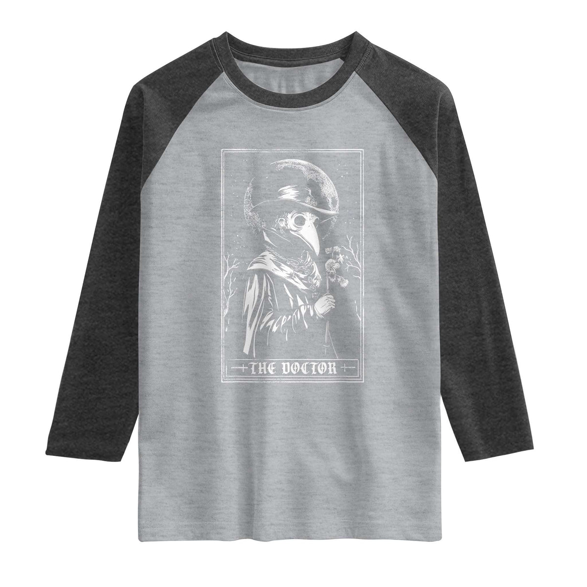 Plague Doctor Tarot Card Raglan Shirt Horror Death Occult Satanic