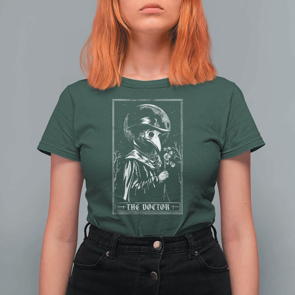 Plague Doctor Tarot Card T Shirt For Women Horror Death Occult Satanic