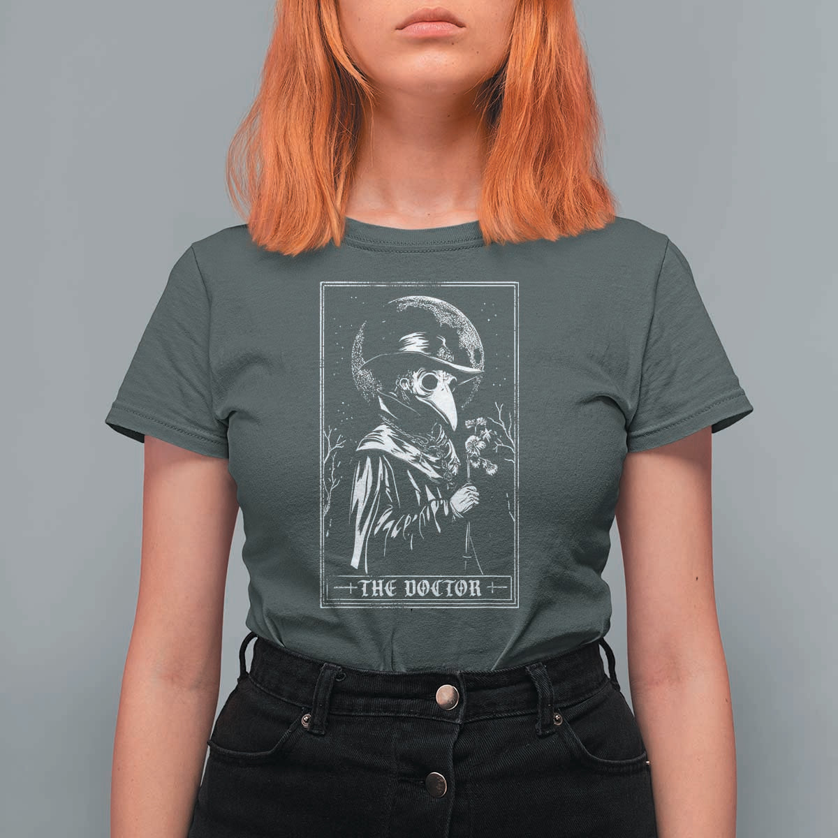 Plague Doctor Tarot Card T Shirt For Women Horror Death Occult Satanic