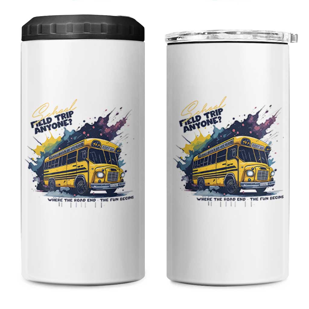 School Field Trip Anyone 4 in 1 Can Cooler Tumbler School Bus Teacher - Wonder Print Shop