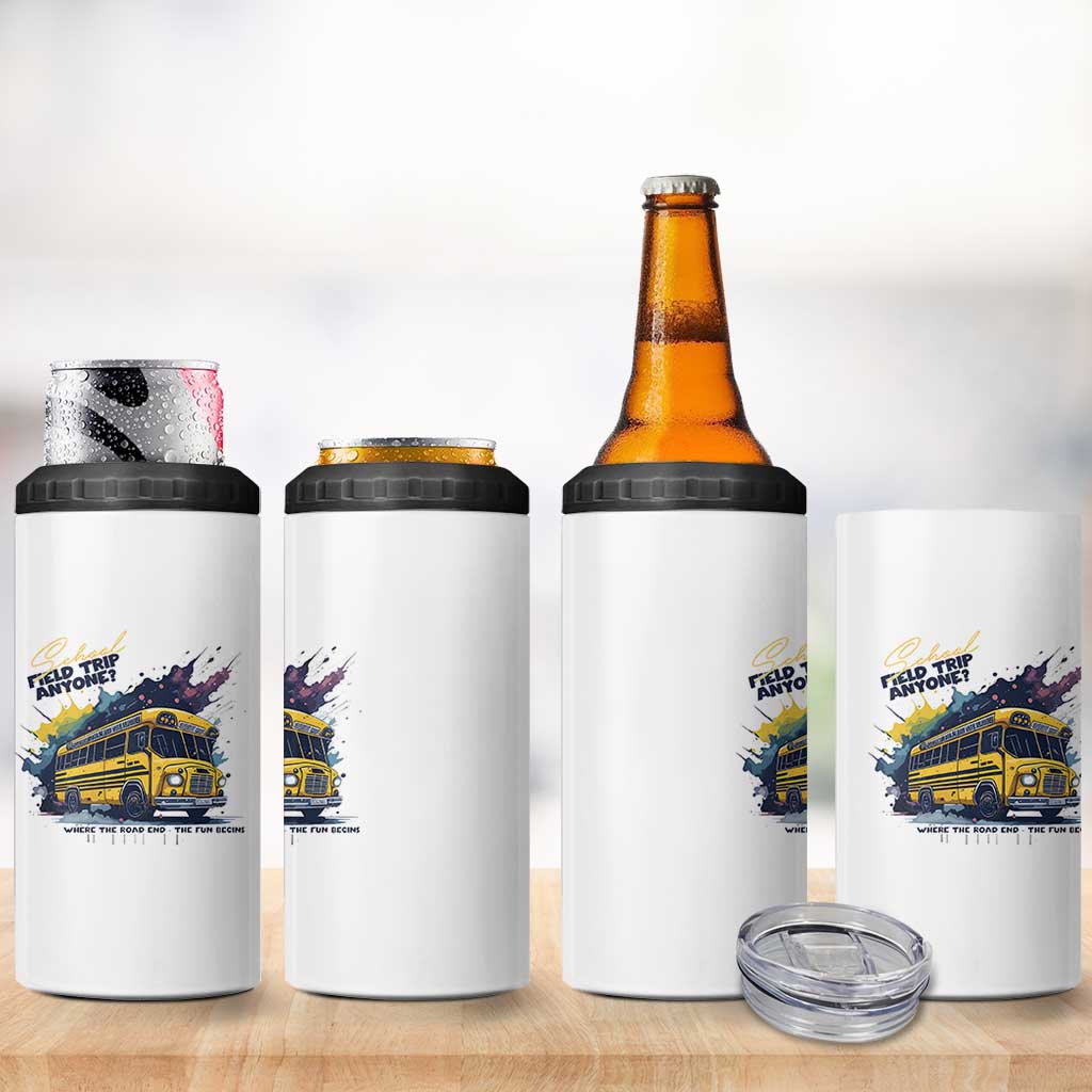 School Field Trip Anyone 4 in 1 Can Cooler Tumbler School Bus Teacher - Wonder Print Shop