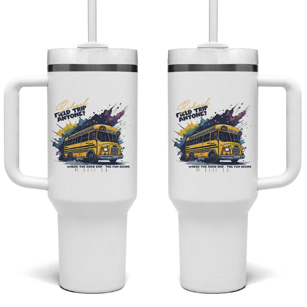 School Field Trip Anyone Tumbler With Handle School Bus Teacher - Wonder Print Shop