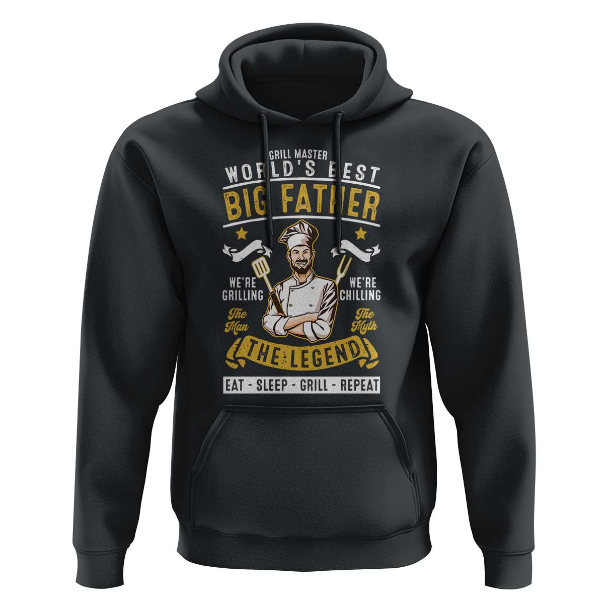 BBQ Father Hoodie Grill Master World's Best Big Father The Man The Myth The Legend Father's Day - Wonder Print Shop