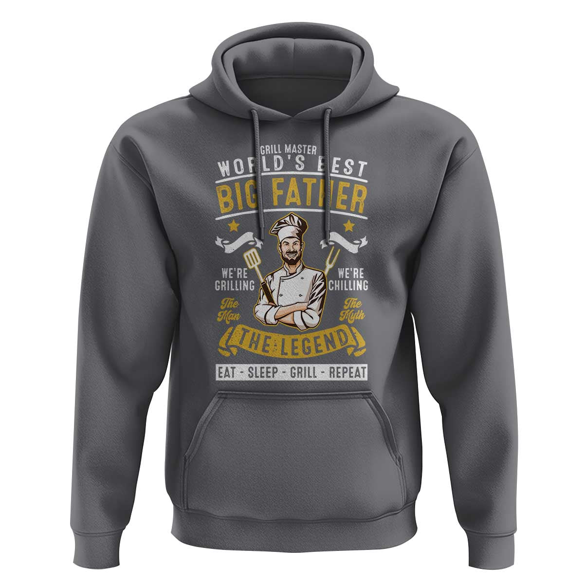 BBQ Father Hoodie Grill Master World's Best Big Father The Man The Myth The Legend Father's Day - Wonder Print Shop