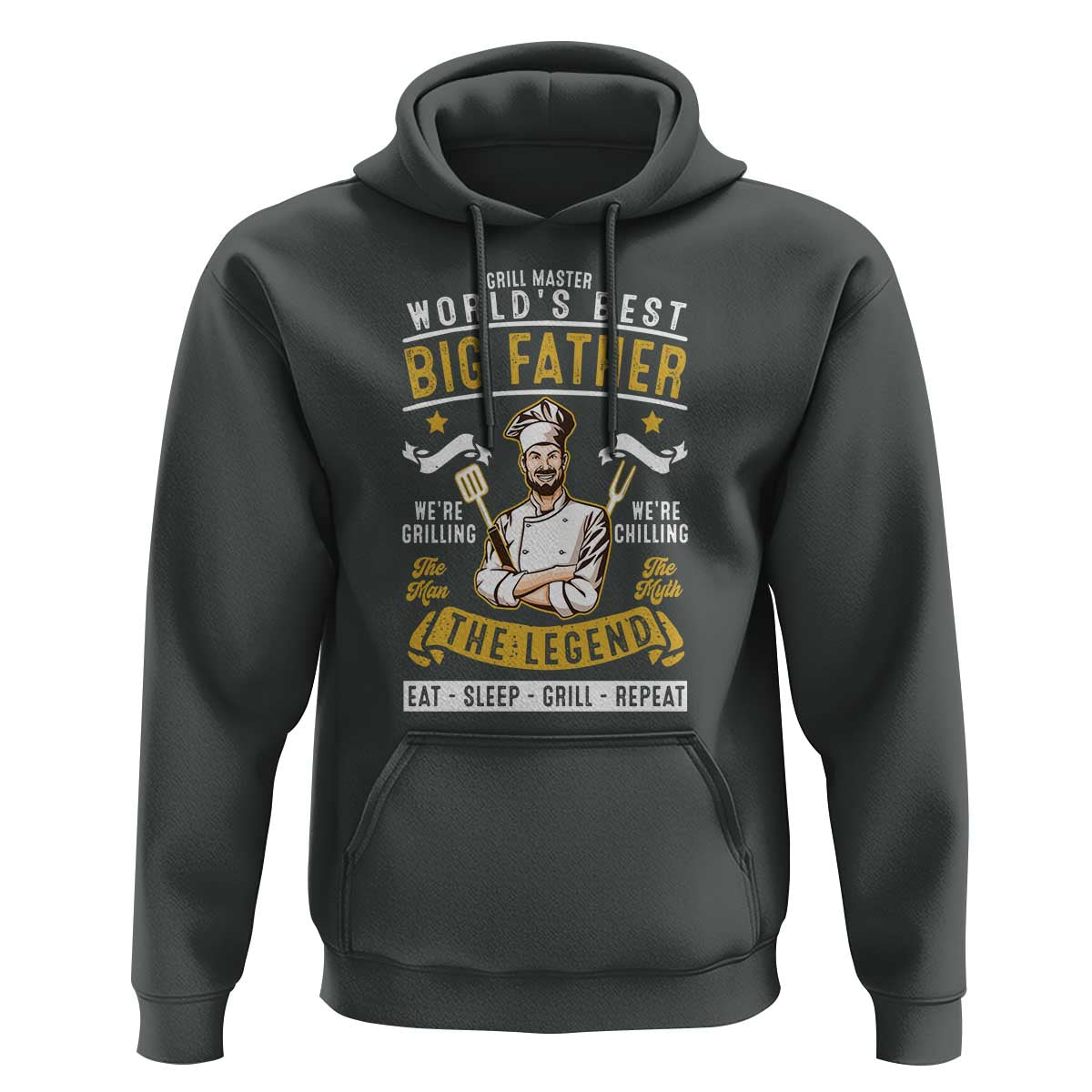 BBQ Father Hoodie Grill Master World's Best Big Father The Man The Myth The Legend Father's Day - Wonder Print Shop