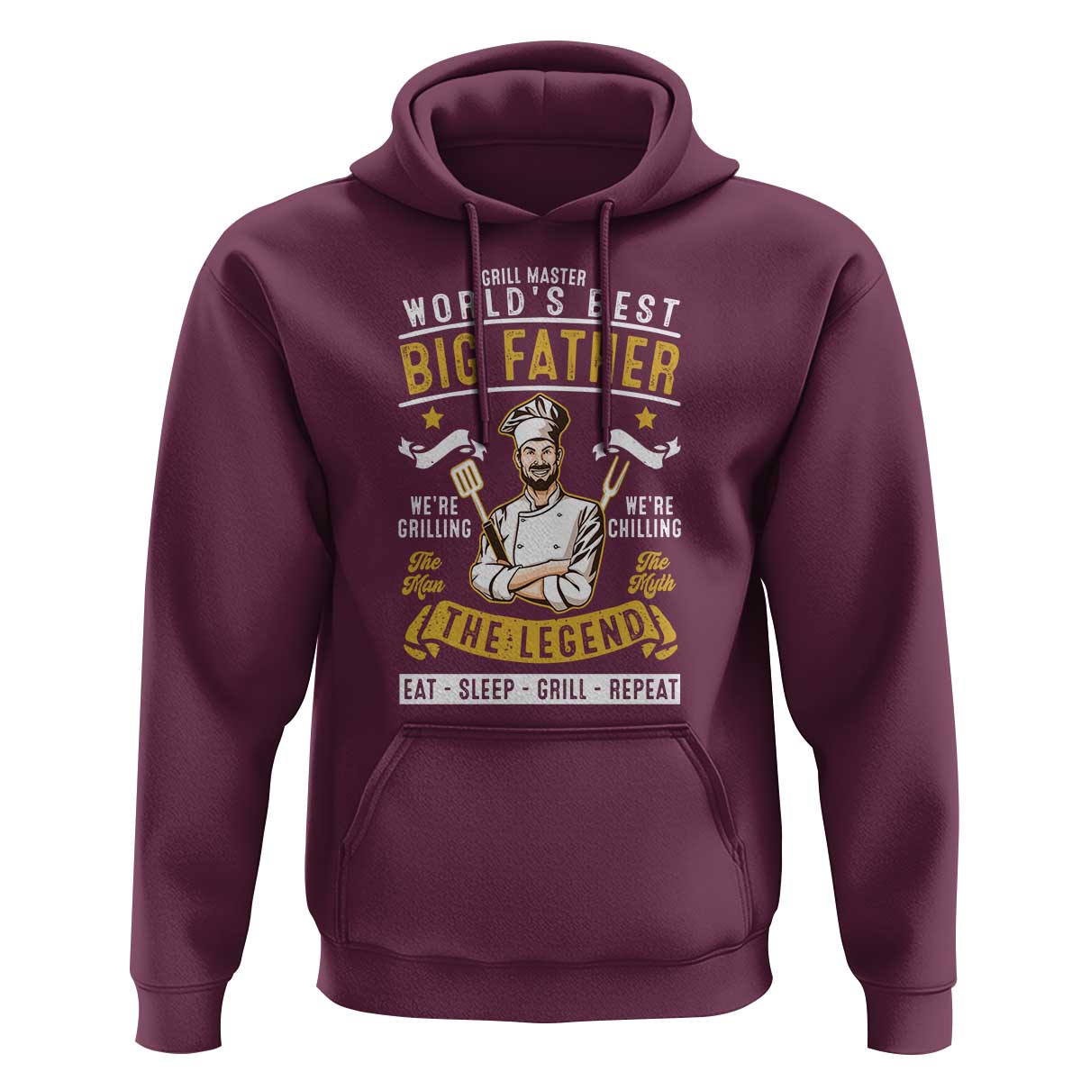 BBQ Father Hoodie Grill Master World's Best Big Father The Man The Myth The Legend Father's Day - Wonder Print Shop