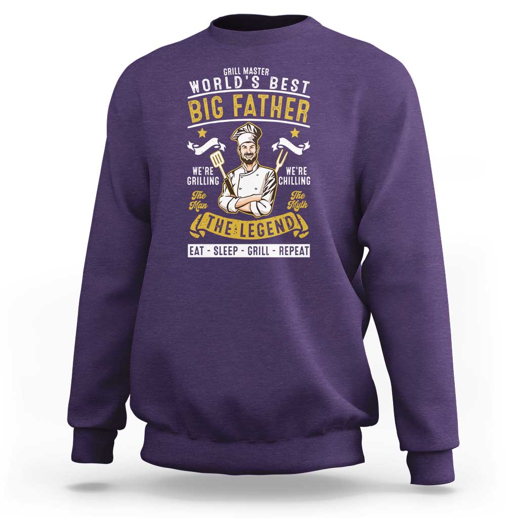 BBQ Father Sweatshirt Grill Master World's Best Big Father The Man The Myth The Legend Father's Day - Wonder Print Shop