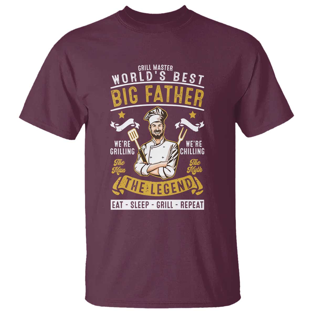 BBQ Father T Shirt Grill Master World's Best Big Father The Man The Myth The Legend Father's Day - Wonder Print Shop