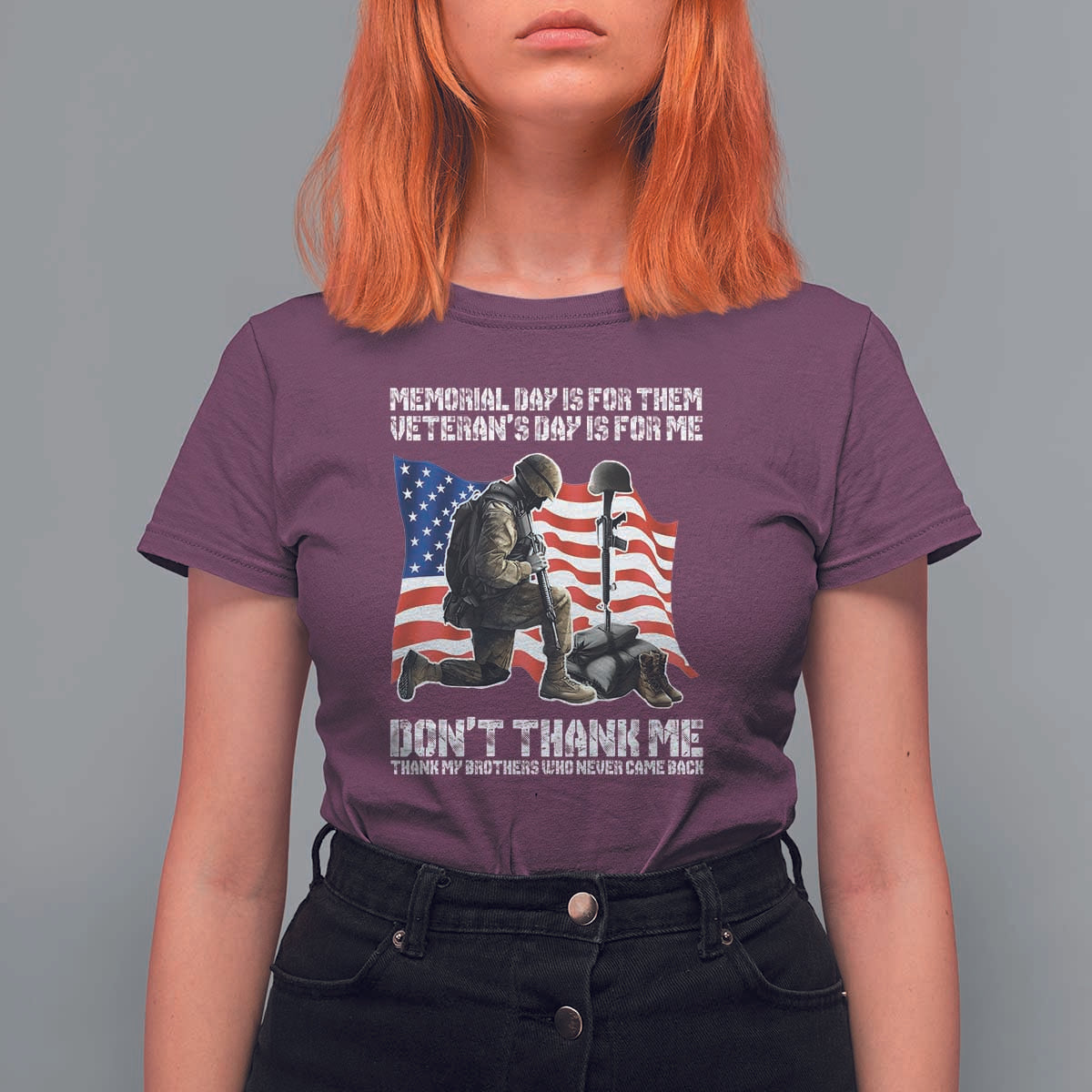 Memorial Day Is For Them Veteran's Day Is For Me T Shirt For Women Decoration Day American Flag - Wonder Print Shop