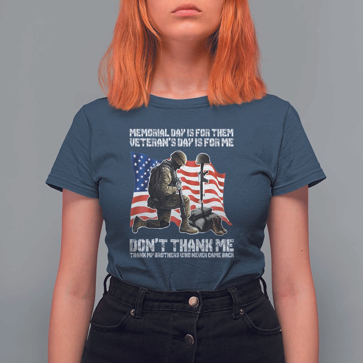 Memorial Day Is For Them Veteran's Day Is For Me T Shirt For Women Decoration Day American Flag - Wonder Print Shop