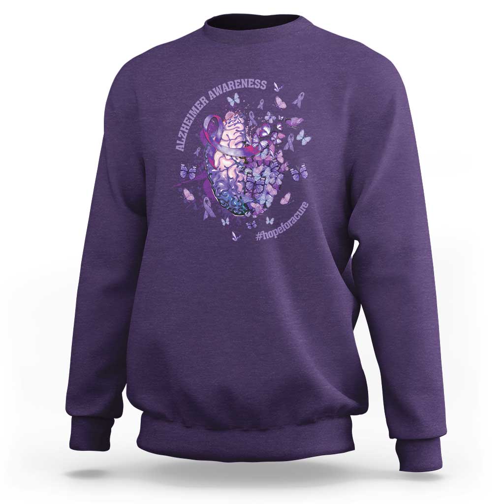 Alzheimer Supporter Sweatshirt Alzheimer Awareness Hope For A Cure Flower - Wonder Print Shop