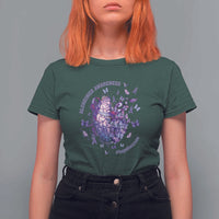 Alzheimer Supporter T Shirt For Women Alzheimer Awareness Hope For A Cure Flower - Wonder Print Shop