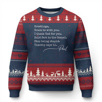 Greetings Grace Be with You I Thank God for You Hold Fast Ugly Christmas Sweater Christian Pauline Greetings