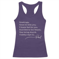 Greetings Grace Be with You I Thank God for You Hold Fast Racerback Tank Top Christian Pauline Greetings