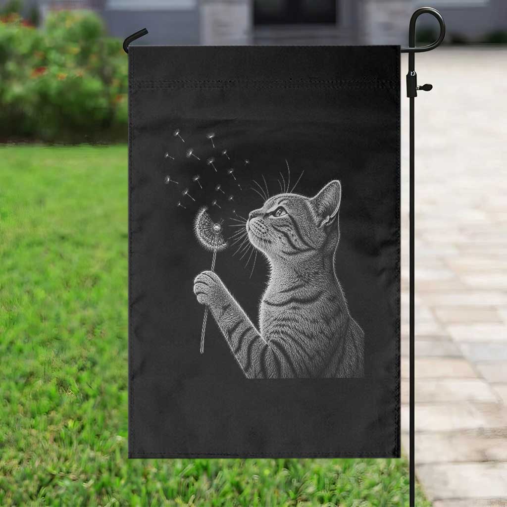 Cat Blowing Dandelion Garden Flag Kitten Making A Wish Nature Art