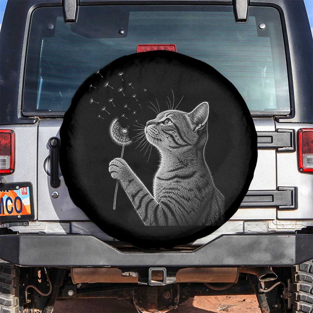 Cat Blowing Dandelion Spare Tire Cover Kitten Making A Wish Nature Art