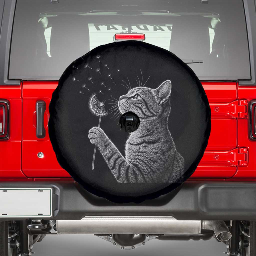 Cat Blowing Dandelion Spare Tire Cover Kitten Making A Wish Nature Art