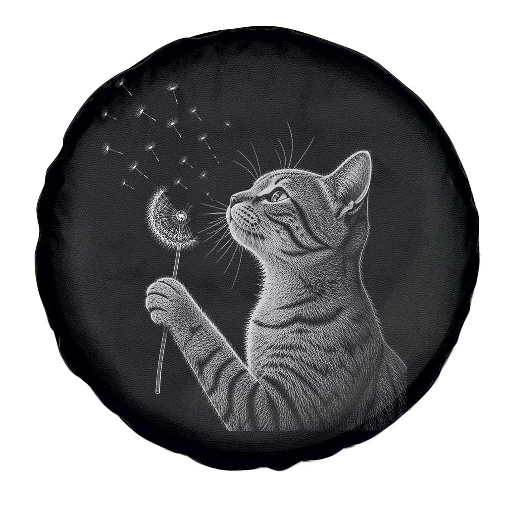 Cat Blowing Dandelion Spare Tire Cover Kitten Making A Wish Nature Art