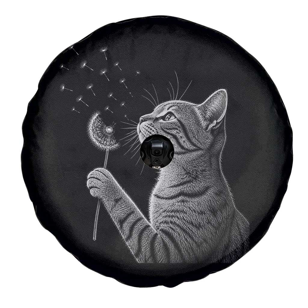 Cat Blowing Dandelion Spare Tire Cover Kitten Making A Wish Nature Art