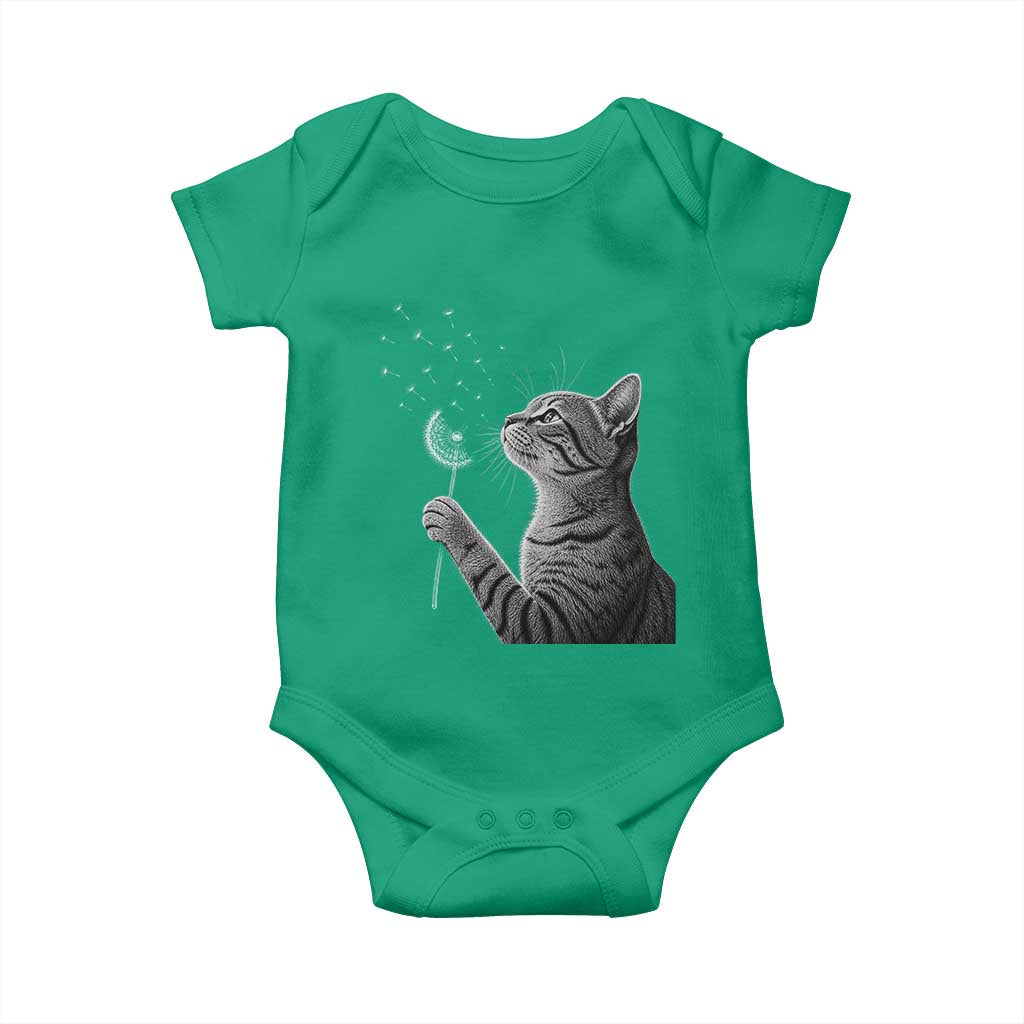 Cat Blowing Dandelion Baby Onesie Kitten Making A Wish Nature Art