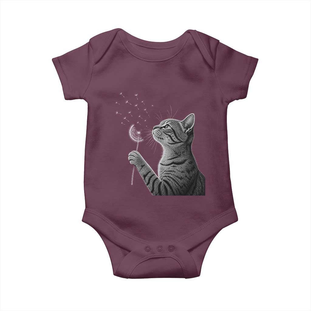 Cat Blowing Dandelion Baby Onesie Kitten Making A Wish Nature Art