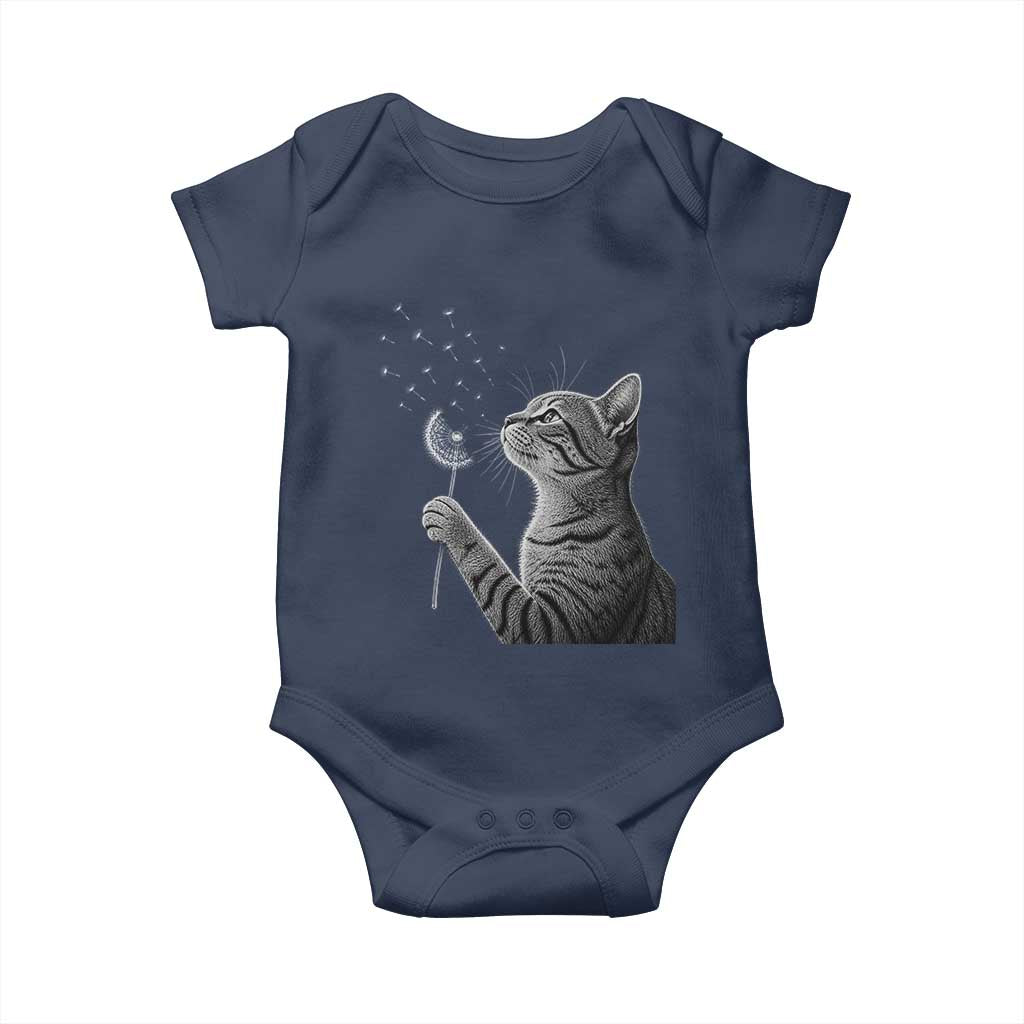 Cat Blowing Dandelion Baby Onesie Kitten Making A Wish Nature Art