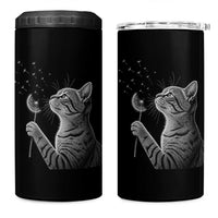 Cat Blowing Dandelion 4 in 1 Can Cooler Tumbler Kitten Making A Wish Nature Art