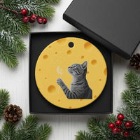 Cat Blowing Dandelion Ceramic Ornament Kitten Making A Wish Nature Art