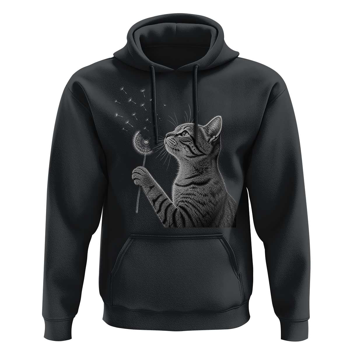 Cat Blowing Dandelion Hoodie Kitten Making A Wish Nature Art