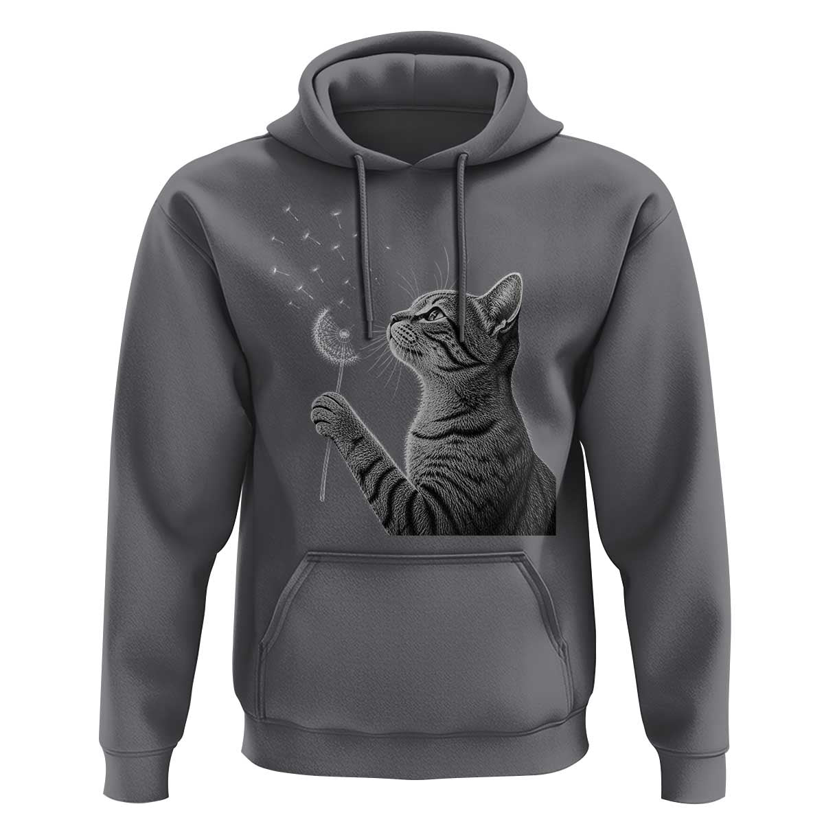 Cat Blowing Dandelion Hoodie Kitten Making A Wish Nature Art