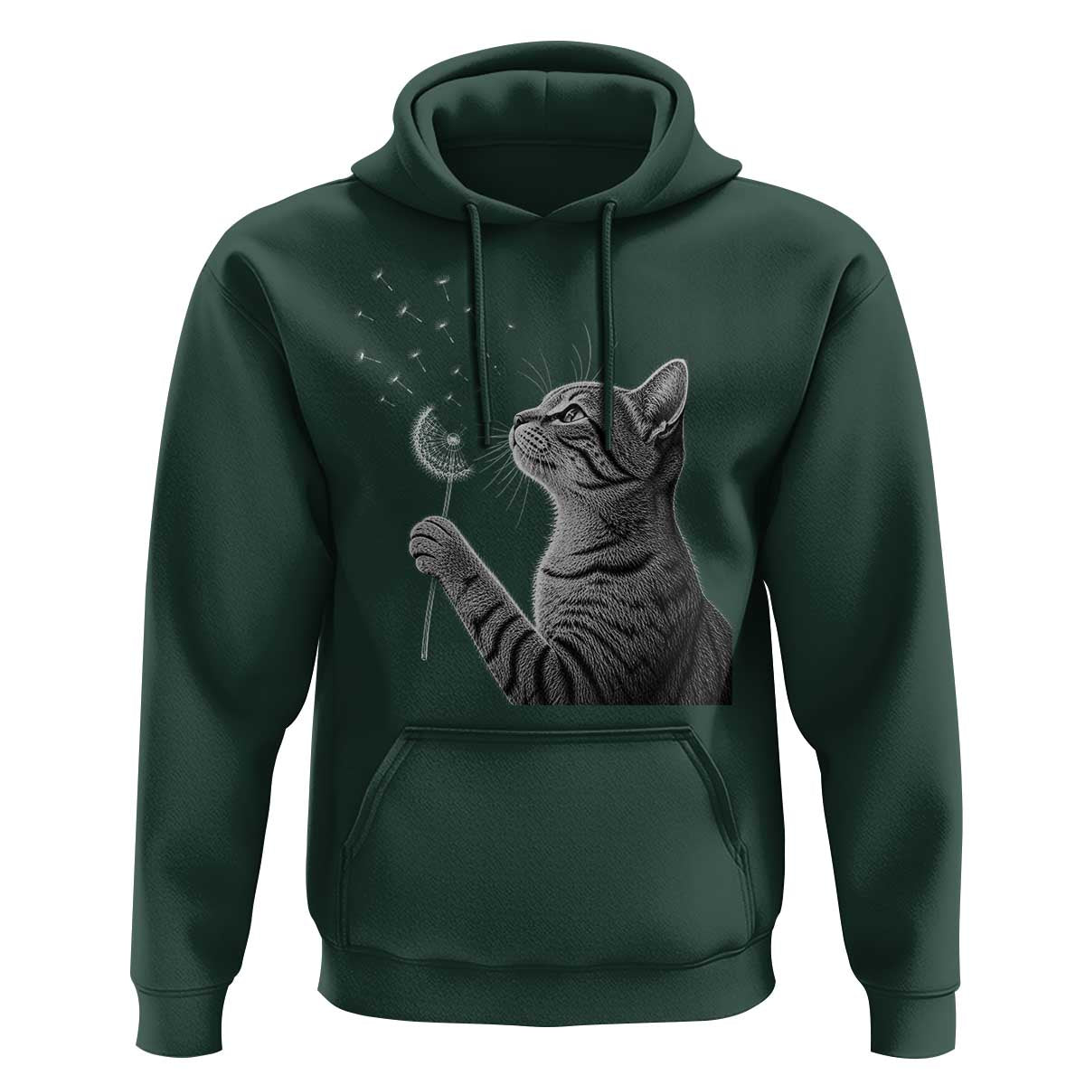 Cat Blowing Dandelion Hoodie Kitten Making A Wish Nature Art