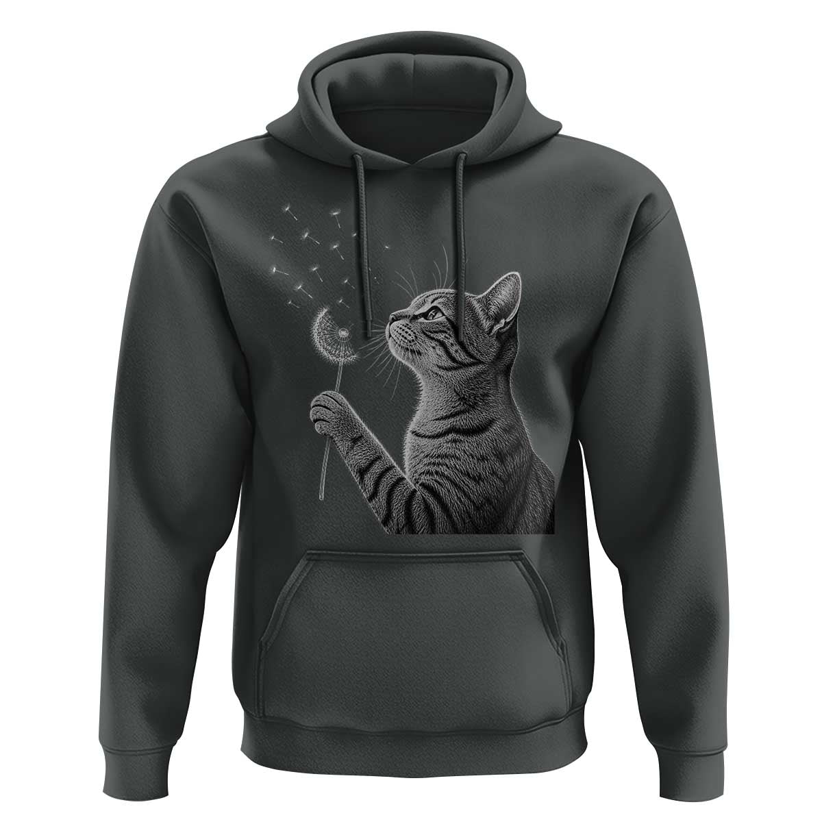 Cat Blowing Dandelion Hoodie Kitten Making A Wish Nature Art
