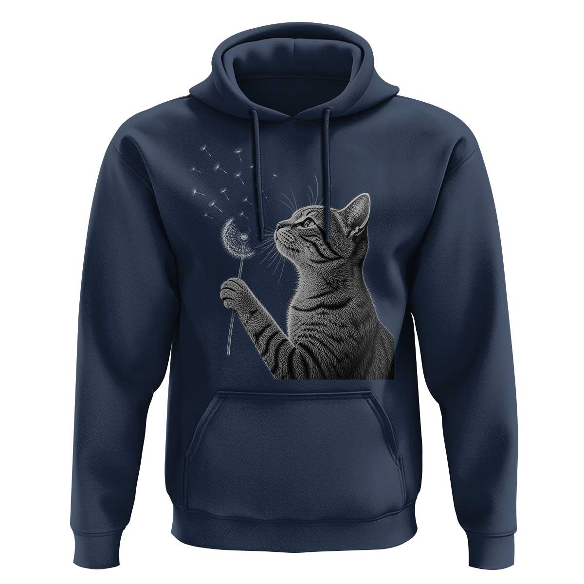 Cat Blowing Dandelion Hoodie Kitten Making A Wish Nature Art
