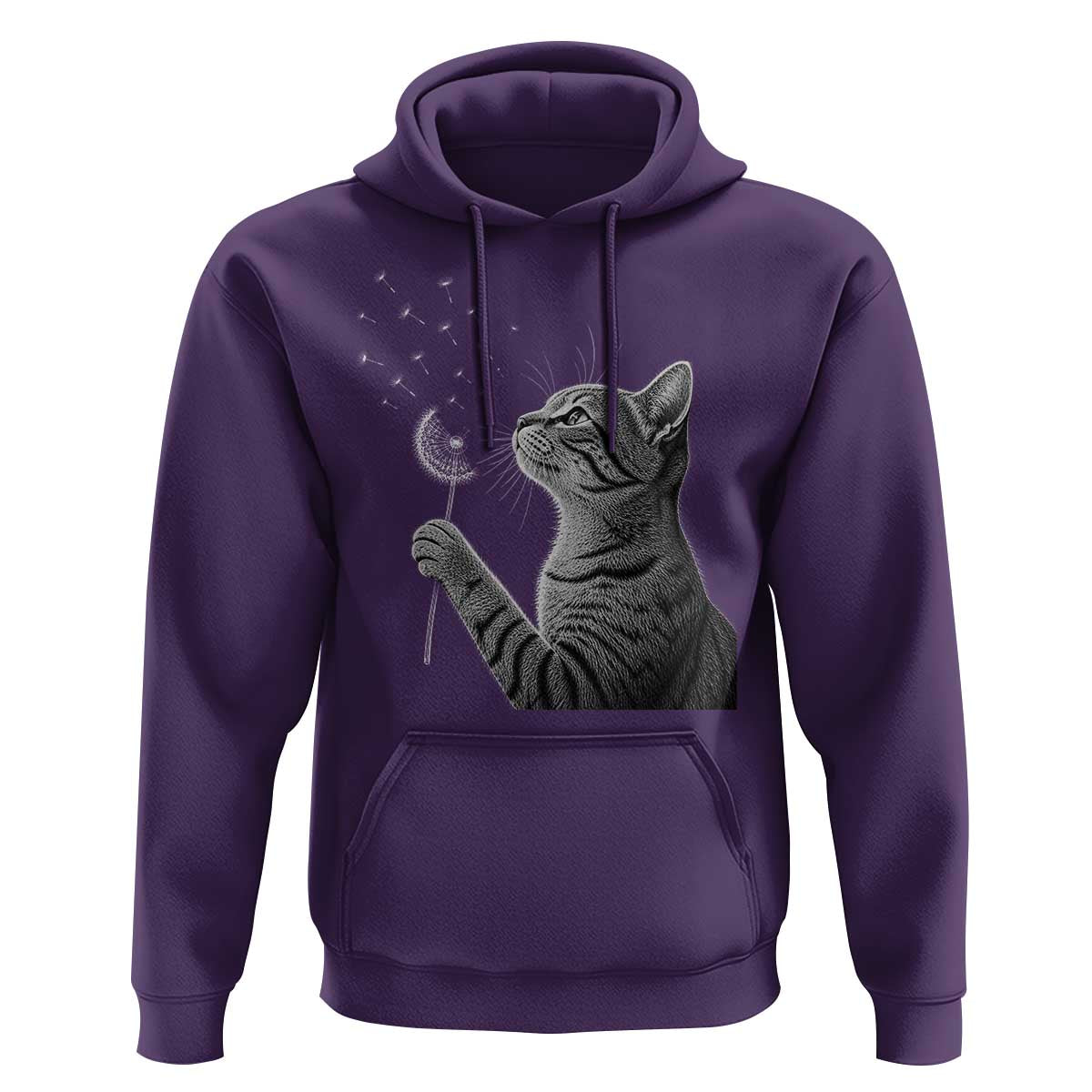 Cat Blowing Dandelion Hoodie Kitten Making A Wish Nature Art
